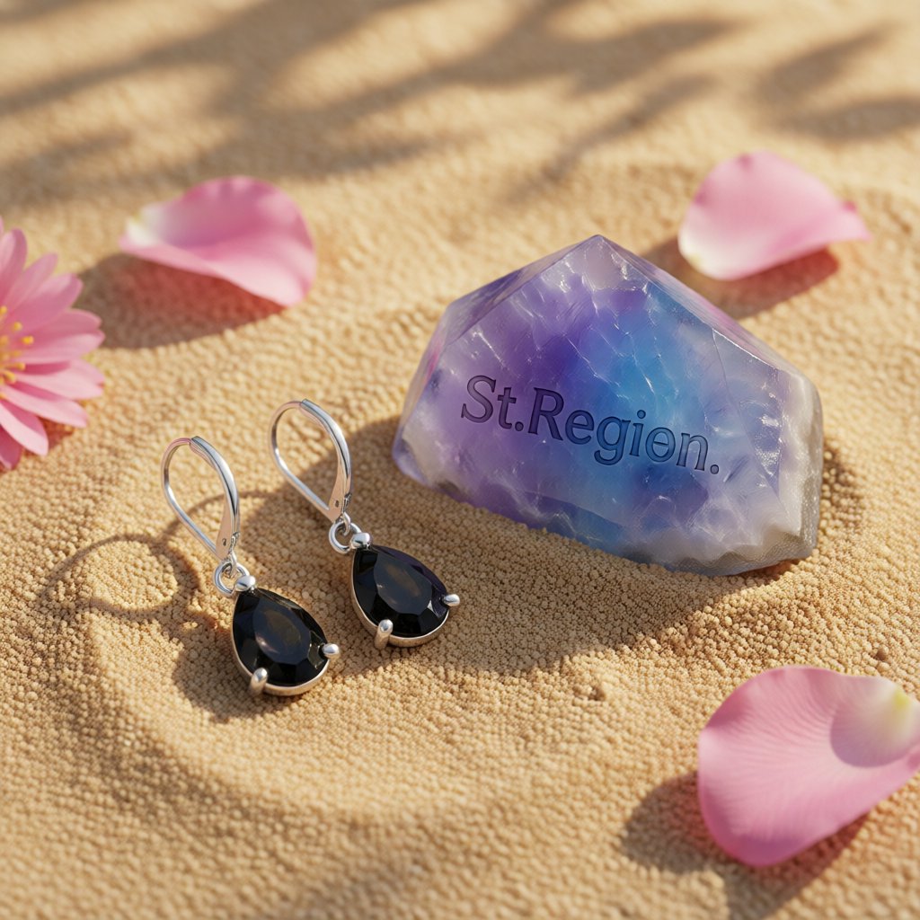 Black Crystal & Silver-Plated Pear-Cut Drop Earrings