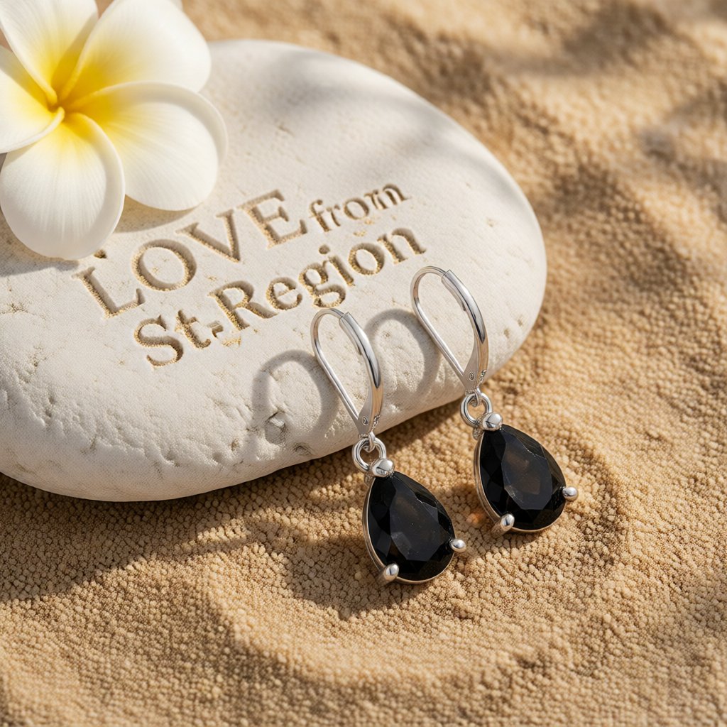 Black Crystal & Silver-Plated Pear-Cut Drop Earrings
