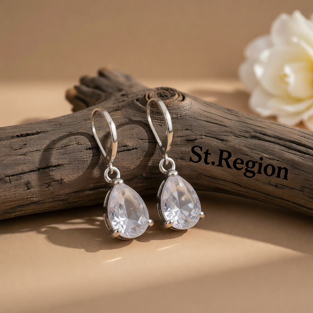 Clear Crystal & Silver-Plated Pear-Cut Drop Earrings