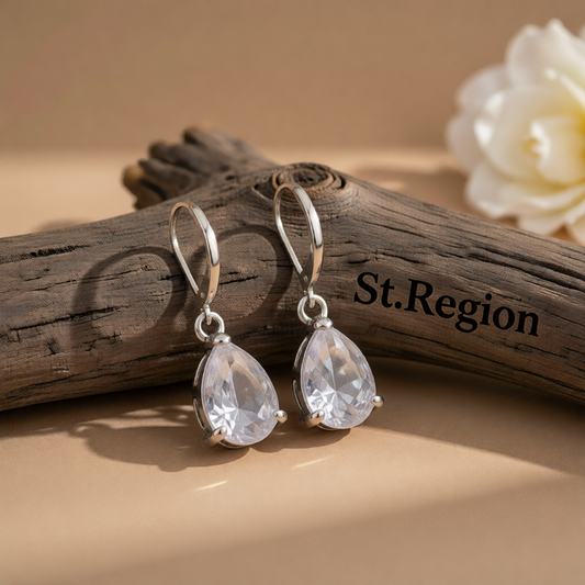 Clear Crystal & Silver-Plated Pear-Cut Drop Earrings