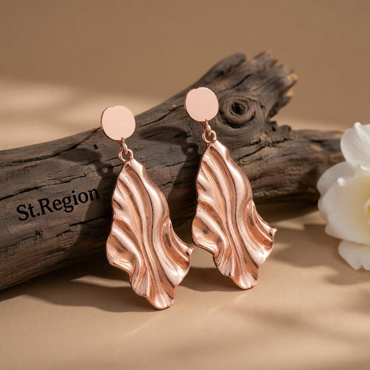 18K Rose Gold-Plated Textured Drop Earrings