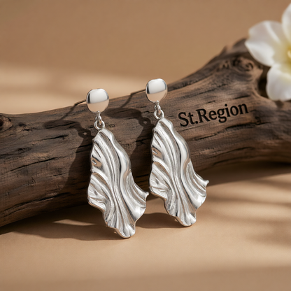Silver-Plated Textured Drop Earrings