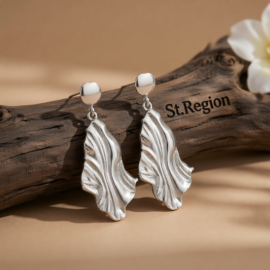 Silver-Plated Textured Drop Earrings