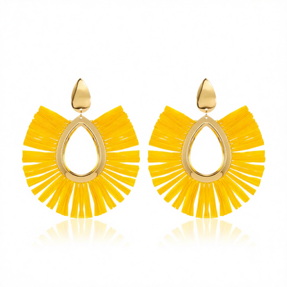 Yellow Raffia & 18K Gold-Plated Tassel Drop Earrings