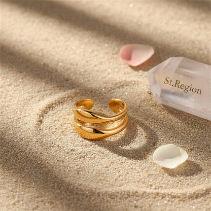 18K Gold-Plated Abstract Layered Ear Cuff - Street Region
