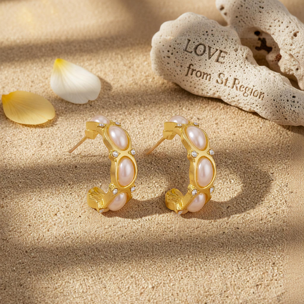 Pearl & Cubic Zirconia 18K Gold-Plated Tiered Huggie Earrings