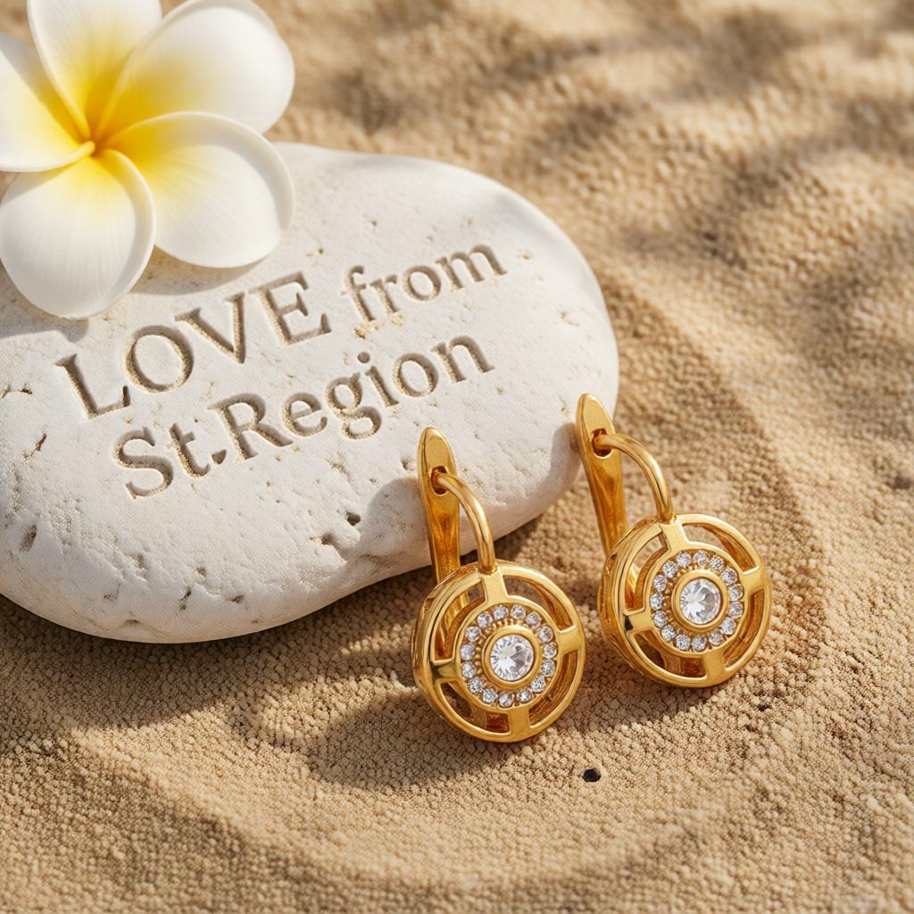 Crystal and Cubic Zirconia 18K Gold-Plated Cutout Huggie Earrings, gold huggie earrings, lifestyle look