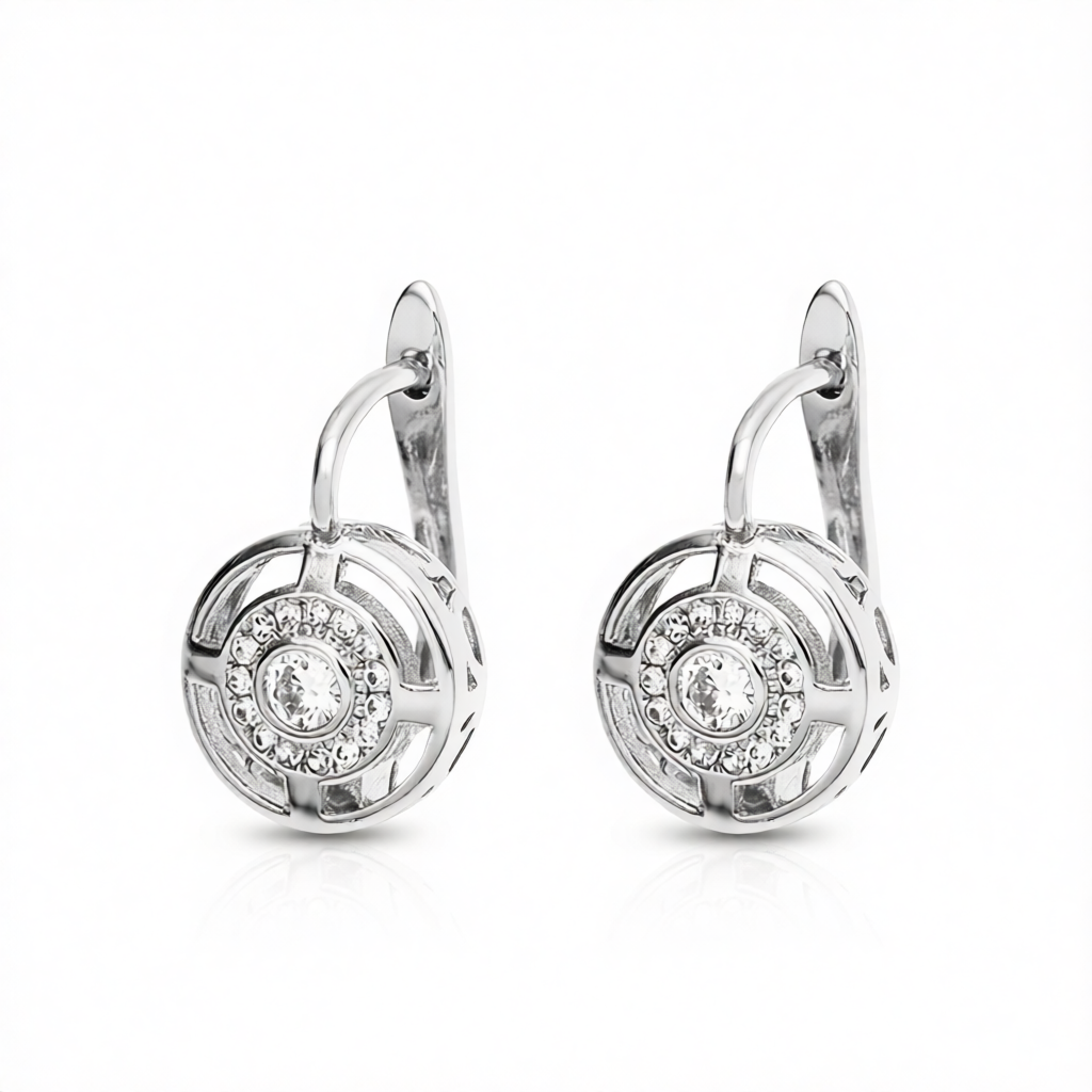 Crystal & Cubic Zirconia Silver-Plated Cutout Huggie Earrings