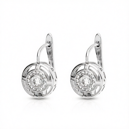 Crystal & Cubic Zirconia Silver-Plated Cutout Huggie Earrings