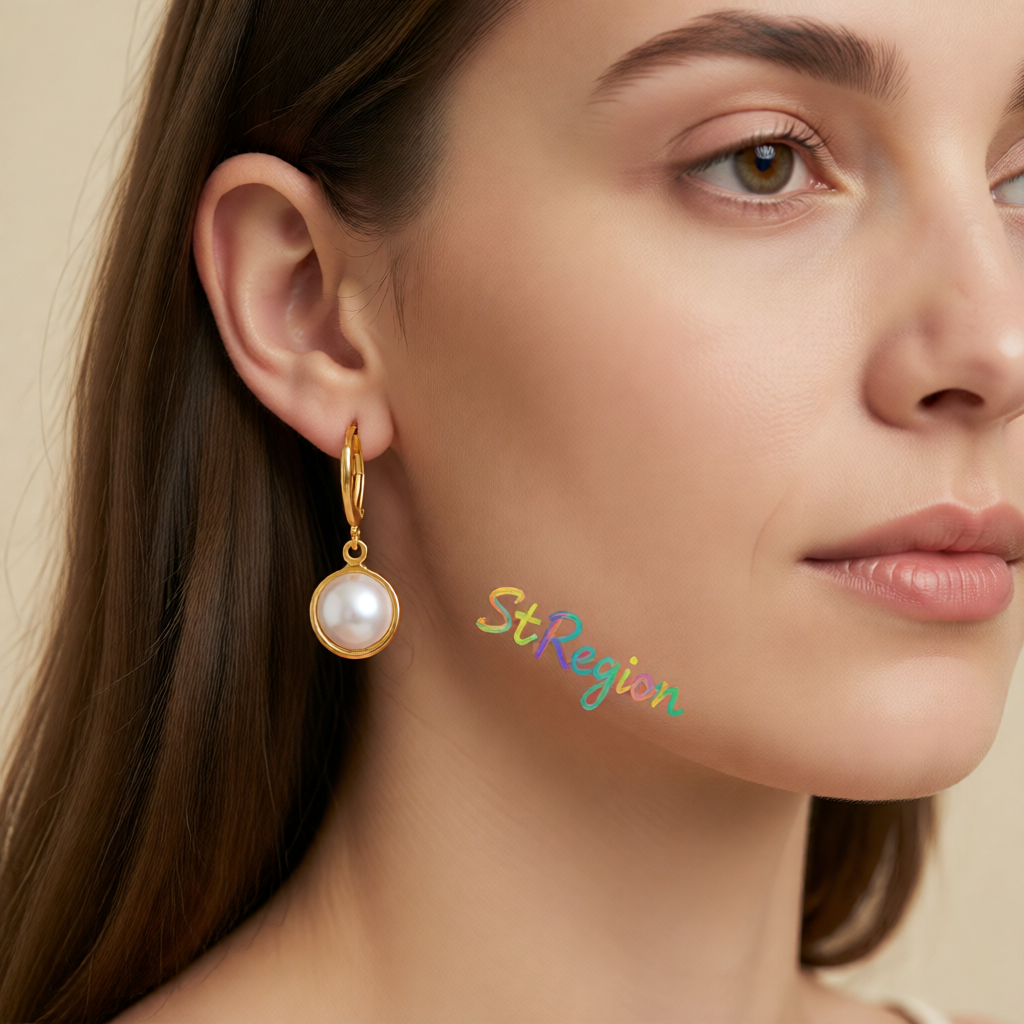 Pearl & 18K Gold-Plated Dangle Huggie Earrings
