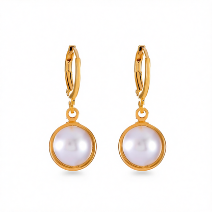Pearl & 18K Gold-Plated Dangle Huggie Earrings