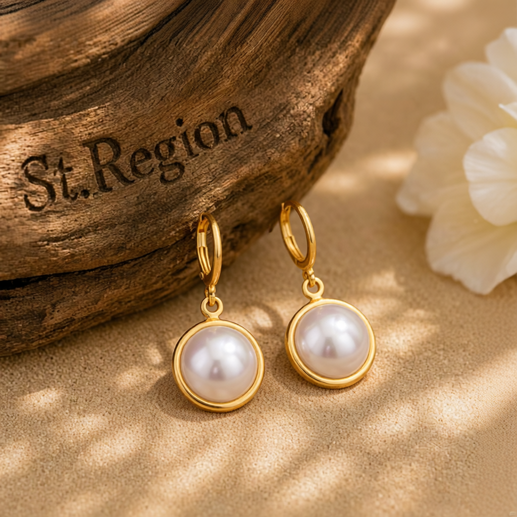 Pearl & 18K Gold-Plated Dangle Huggie Earrings