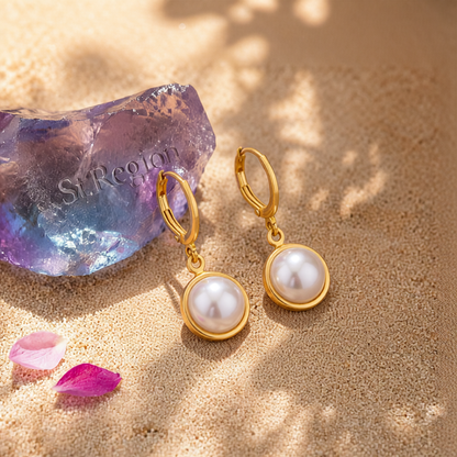 Pearl & 18K Gold-Plated Dangle Huggie Earrings