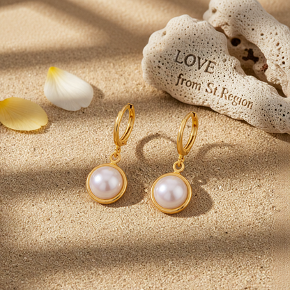Pearl & 18K Gold-Plated Dangle Huggie Earrings
