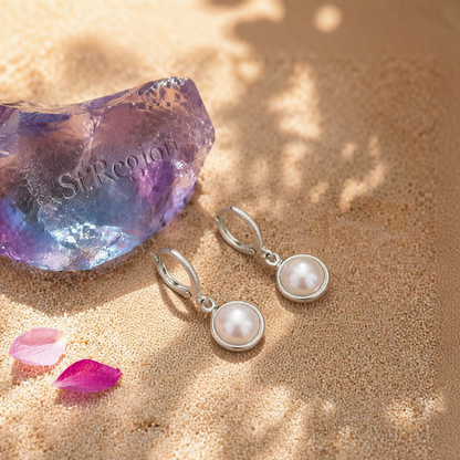 Pearl & Silver-Plated Huggie Earrings