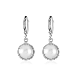 Pearl & Silver-Plated Huggie Earrings