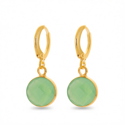 Green Crystal & 18K Gold-Plated Round Huggie Earrings