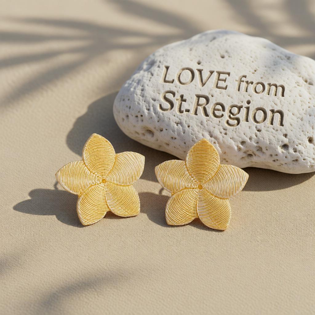 18K Gold-Plated Textured Flower Stud Earrings, cubic zirconia stud earrings for women, lifestyle look