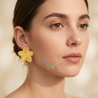 18K Gold-Plated Textured Flower Stud Earrings, cubic zirconia stud earrings for women, vintage-inspired design, styled look