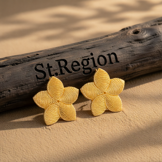 18K Gold-Plated Textured Flower Stud Earrings
