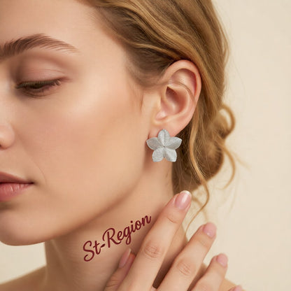 Silver-Plated Textured Flower Stud Earrings