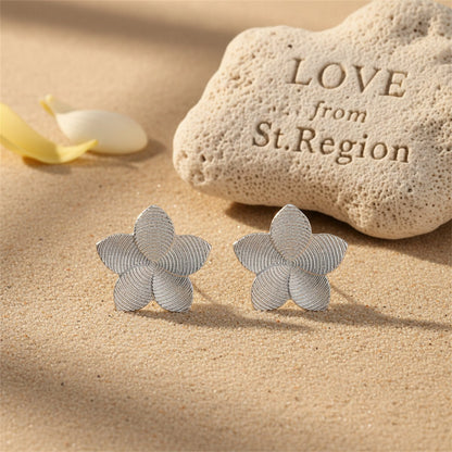 Silver-Plated Textured Flower Stud Earrings
