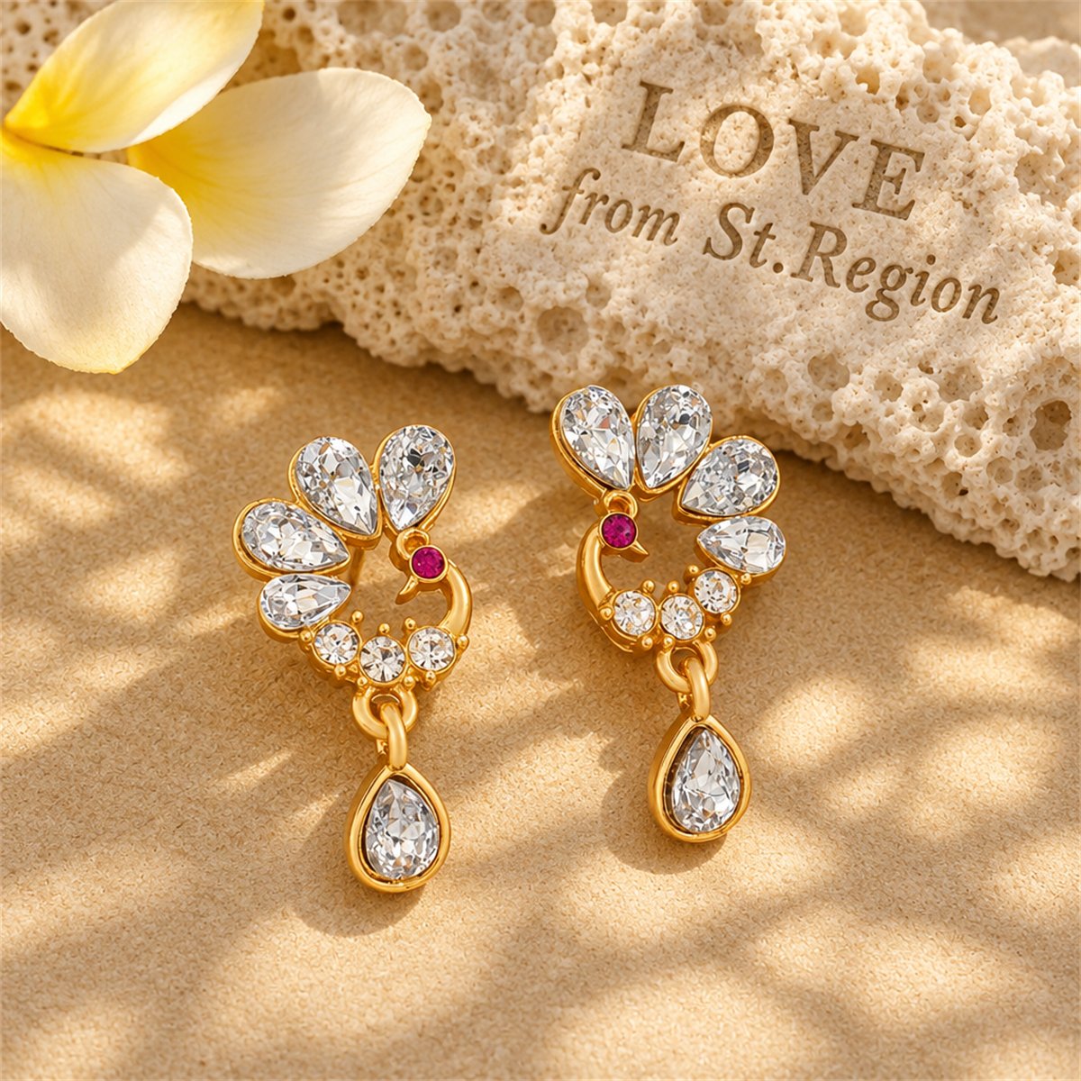 Crystal and Cubic Zirconia Peacock Drop Earrings, drop earrings for women, everyday style, lifestyle look