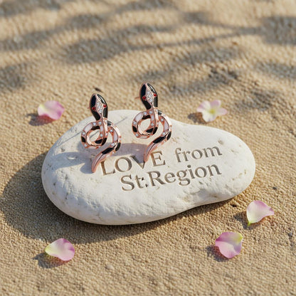 Cubic Zirconia & Enamel 18K Rose Gold-Plated Snake Stud Earrings