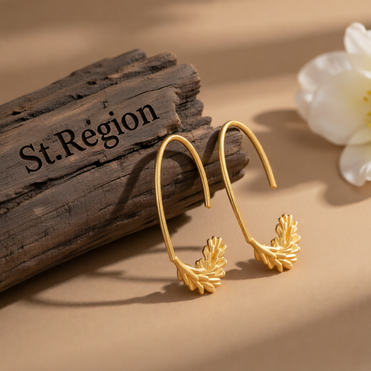 18K Gold-Plated Wheat Ear Hoop Earrings