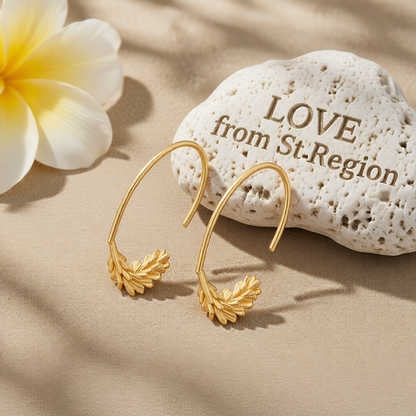 18K Gold-Plated Wheat Ear Hoop Earrings
