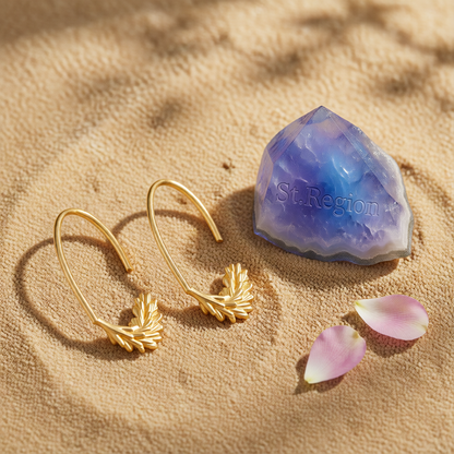 18K Gold-Plated Wheat Ear Hoop Earrings
