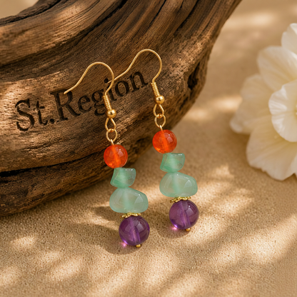Purple Quartz & 18K Gold-Plated Beads Drop Earrings