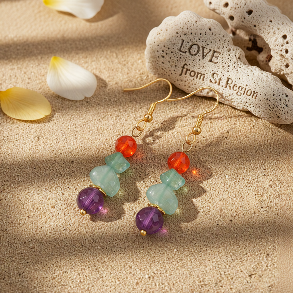 Purple Quartz & 18K Gold-Plated Beads Drop Earrings