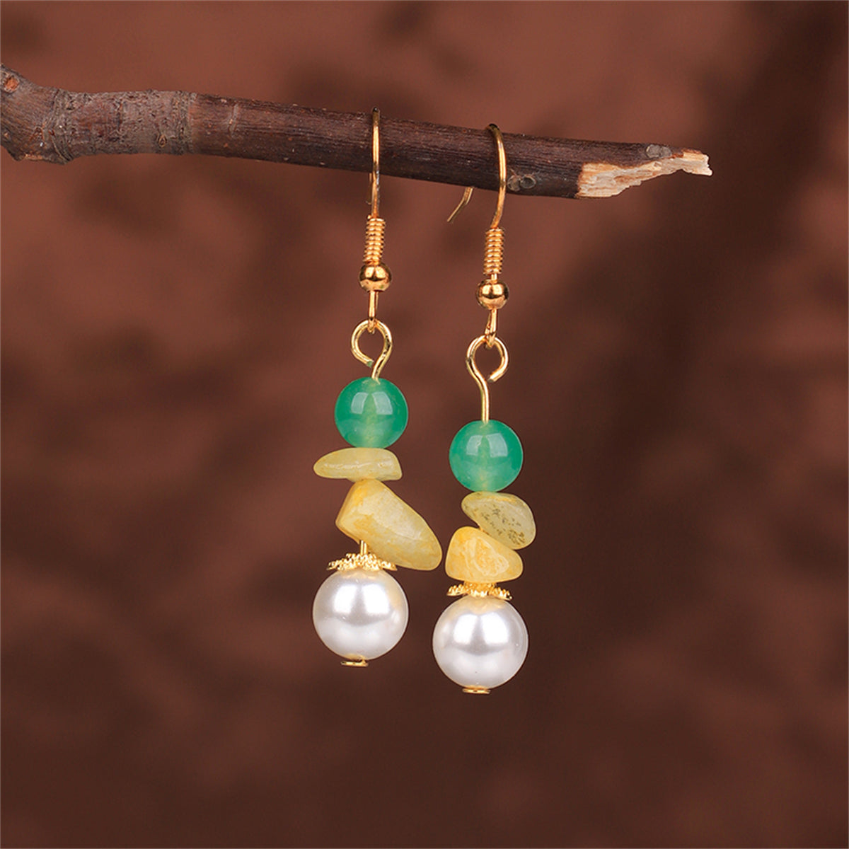 Pearl & Quartz Beads Drop Earrings
