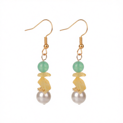 Pearl & Quartz Beads Drop Earrings