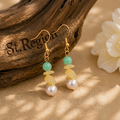 Pearl & Quartz Beads Drop Earrings