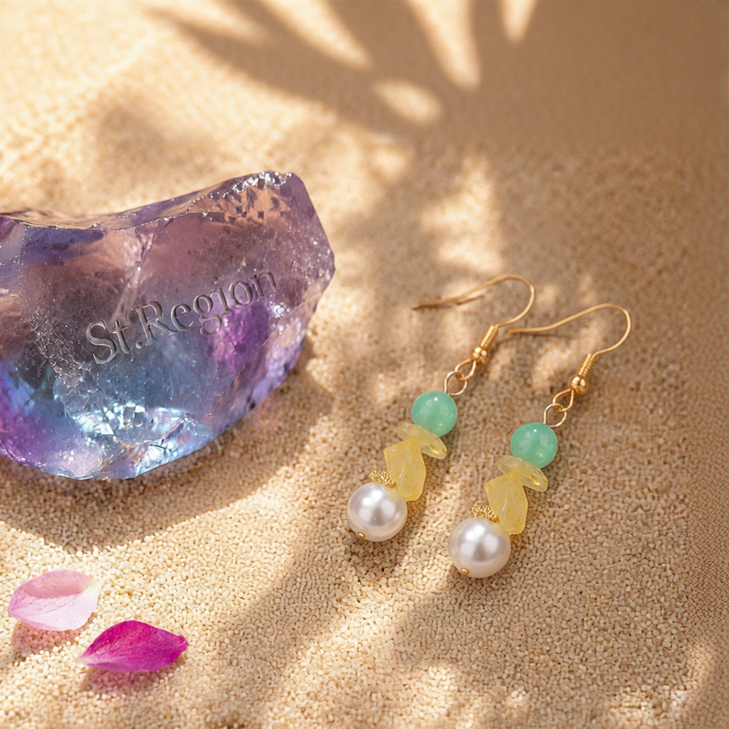 Pearl & Quartz Beads Drop Earrings