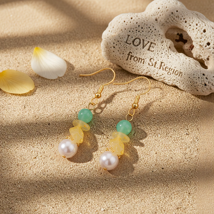 Pearl & Quartz Beads Drop Earrings