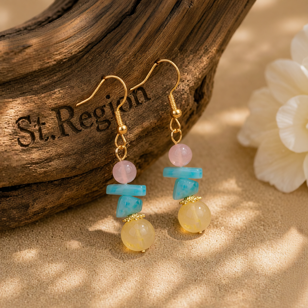 Yellow Quartz & 18K Gold-Plated Beads Drop Earrings