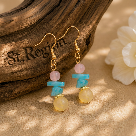 Yellow Quartz & 18K Gold-Plated Beads Drop Earrings