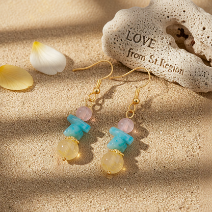 Yellow Quartz & 18K Gold-Plated Beads Drop Earrings