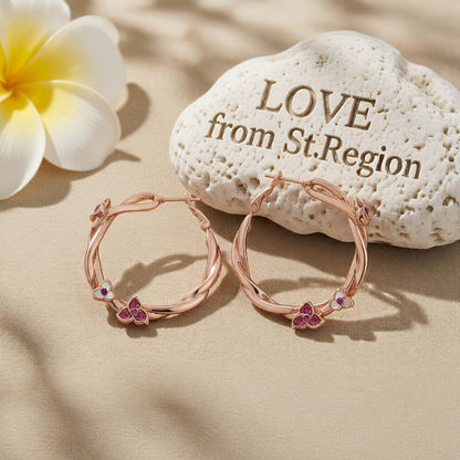 Crystal & 18K Rose Gold-Plated Floral Hoop Earrings