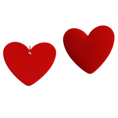 Red Acrylic & Silver-Plated Heart Stud Earrings