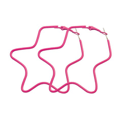 Rose Enamel & Silver-Plated Star Hoop Earrings