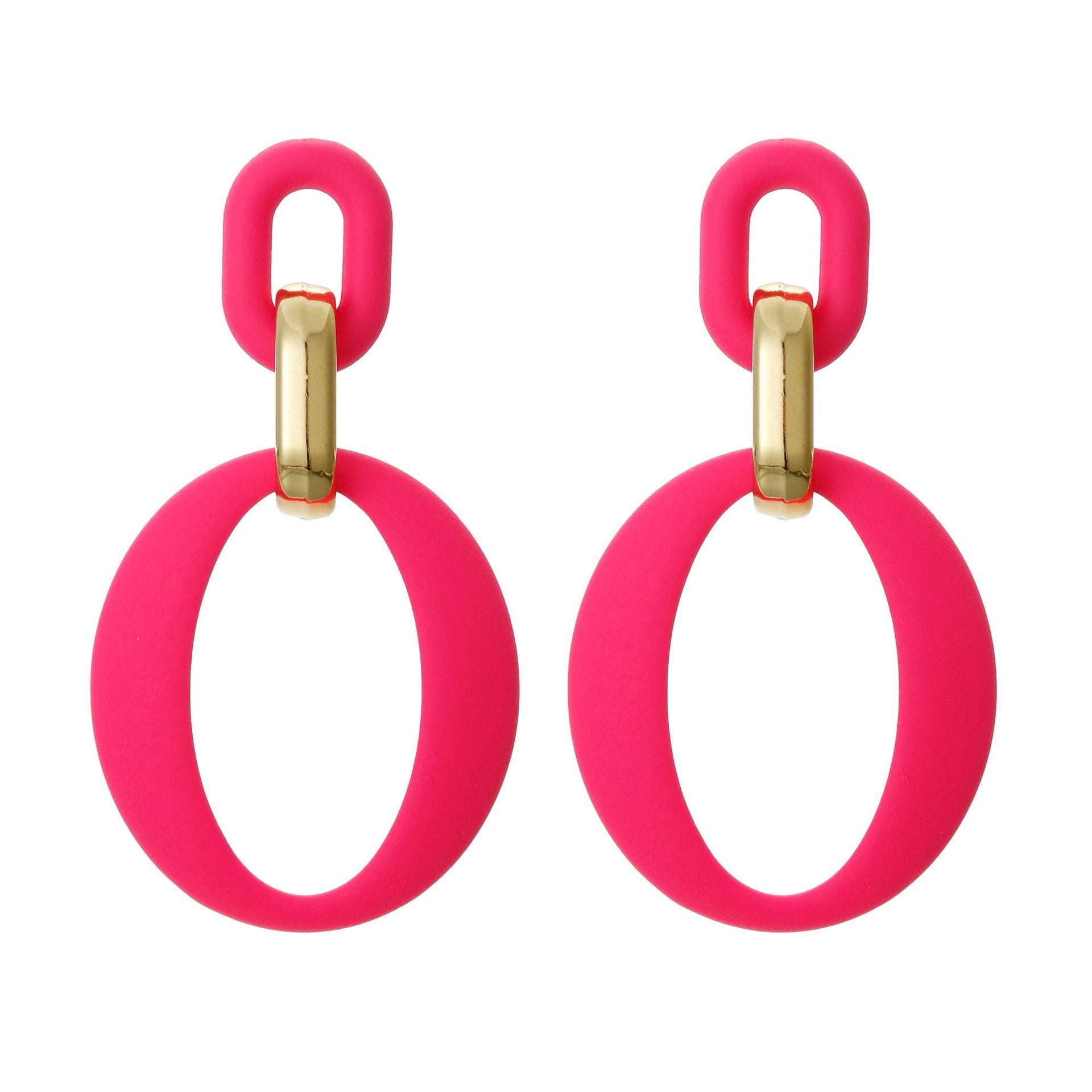 Rose Enamel & 18K Gold-Plated Openwork Oval Drop Earrings