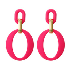 Rose Enamel & 18K Gold-Plated Openwork Oval Drop Earrings