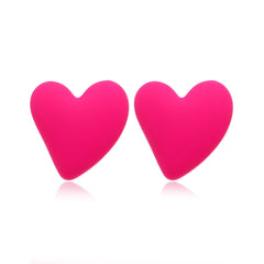 Rose Acrylic & Silver-Plated Heart Stud Earrings