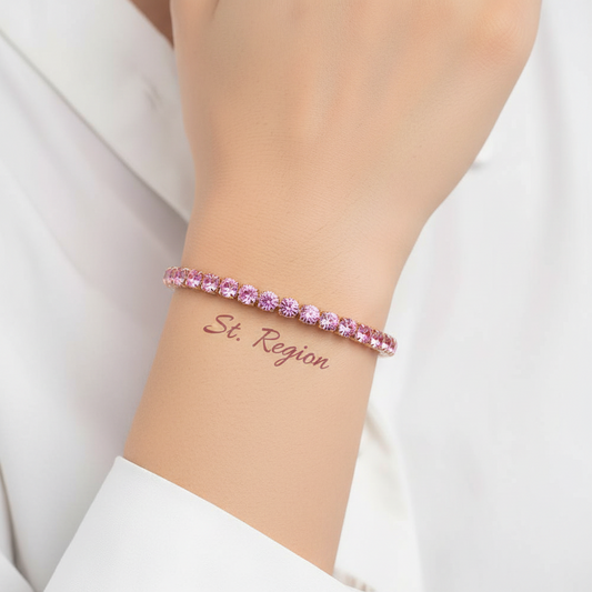 Pink Cubic Zirconia & 18K Rose Gold-Plated Adjustable Link Bracelet
