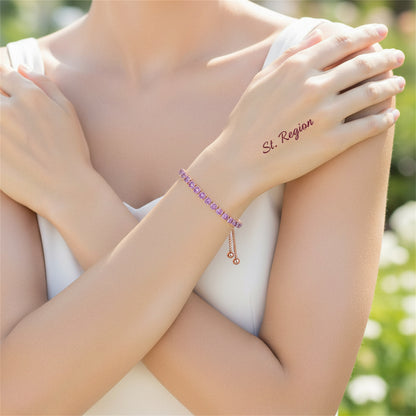 Purple Cubic Zirconia & 18K Rose Gold-Plated Adjustable Link Bracelet