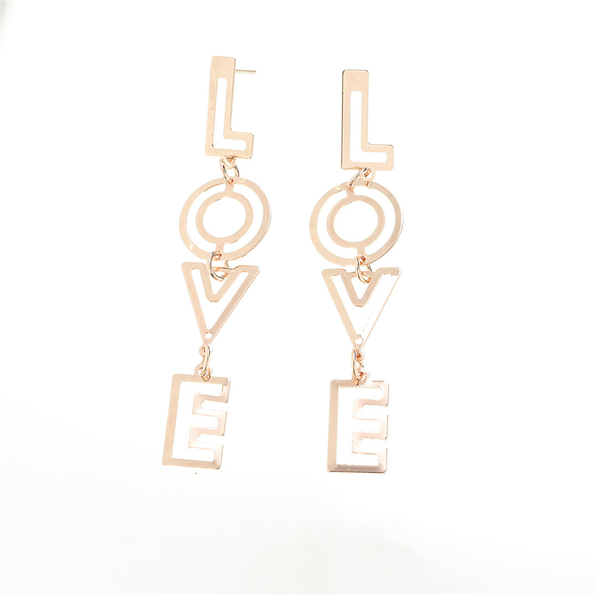 18K Rose Gold-Plated 'Love' Openwork Drop Earrings